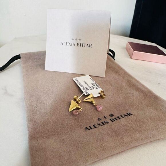 Alexas Bittar Asterales Thorn 14K Goldplated & Pink Tourmaline Drop Earrings NWT - Picture 2 of 16